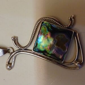 Artsian Womans Sterling Silver Abalone Hand Made 1 Of A Kind 950  Pendant Only